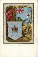 Australia, QUEENSLAND, Coat Of Arms, Flag (1900s) Patriotic Litho Postcard (3) - Autres & Non Classés