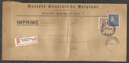 Belgique - Léopold III Poortman N°529 + Petit Sceau De L'Etat N°424 Sur Imprimé Envoyé En Recommandé Le 14-2-42 - 1936-51 Poortman