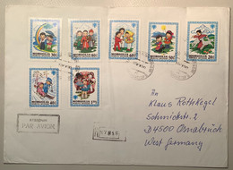 Mongolia 1980 UNICEF CHILDREEN & WINTER SPORT Rare Travelled Cover (olympic Games Lettre Enfant MONGOLIE MONGOLEI BRIEF - Mongolia