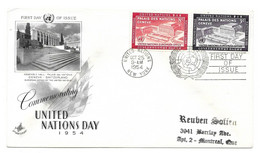 UNITED NATIONS -- FDC NEW YORK  1954 - Covers & Documents