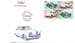 Island Iceland 2004 Old Automobiles, Old Cars - Chevroelt Bel Air, VW 1952,  Mi 1064-1065 X 2 In FDC - Lettres & Documents
