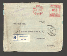 1953 Registered 60 Millièmes Meter Mail To Netherlands - Soedan (...-1951)