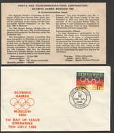 1980  Moscow Olympic Games FDC With Original Insert - Zimbabwe (1980-...)