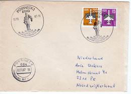 52671 - DDR - 1987 - 15Pfg Luftpost MeF A Bf SoStpl POESSNECK - ... 30 JAHRE KOSMISCHE AERA -> Niederlande - Europa