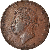 Monnaie, Grande-Bretagne, George IV, 1/2 Penny, 1827, TB, Cuivre, KM:692 - C. 1/2 Penny