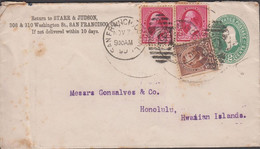 1890. USA. 2 CENTS Envelope With 2 Ex 2 Cents + 5 CENTS Grant To Honolulu, Hawai Cancelled SA... (MICHEL 65+) - JF431338 - Hawaii