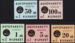 1949-1950. FINLAND. AUTOPAKETTI - BILPAKET. Rose And Triangels.__ Complete Set (5 V.). Very L... (Michel 1-5) - JF521426 - Postbuspakete