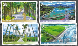TAIWAN, 2021, MNH, CYCLING LANES, MOUNTAINS, BRIDGES, 4v - Wielrennen