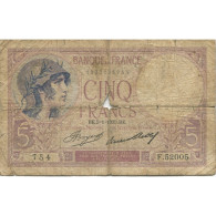 France, 5 Francs, Violet, 1933, 1933-01-05, AB, Fayette:03.17, KM:72e - 5 F 1917-1940 ''Violet''
