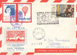 1971 Balloon Mail - Transported In A Balloon BZG STOMIL (Copernicus) 010125 - POWR - Ballons