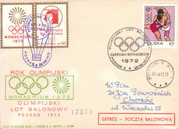 1972 ''STOMIL'' Postal Balloon With A Special Date Stamp For The Olympic Games In Sapporo And Munich (17018) POWR - Palloni