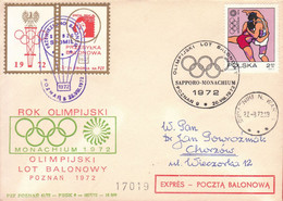 1972 ''STOMIL'' Postal Balloon With A Special Date Stamp For The Olympic Games In Sapporo And Munich (17019) POWR - Ballonnen