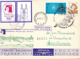 1973 Balloon Mail - Transported In A Balloon BZG KATOWICE (Copernicus) 06604 - POWR - Ballonpost