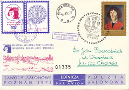 1973 Balloon Mail - Transported In A Balloon BZG STOMIL (Copernicus) 01335 - POWR - Globos