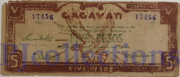 PHILIPPINES 5 PESOS 1944 PICK S191a FINE+ EMERGENCY BANKNOTE - Philippines