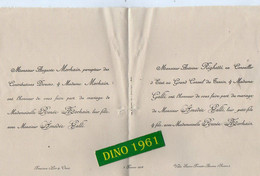 VP20.093 - BRACIEUX X Villa SASSO - BOETTO - ASCONA 1912 - Faire Part De Mariage / Mr Amédée GALLI & Melle Renée MORHAIN - Annunci Di Nozze