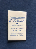 Petit Calendrier Ancien Publicitaire Illustré 1946 * Pharmacie St Pierre E. FAURE à Nantes * Calendar Almanach - Tamaño Pequeño : 1921-40