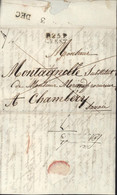 Drôme Marque Postale Noire Port Payé P25P CREST (22x10) Pour Chambéry 29 11 1823 Taxe Au Dos 4+3/7 Dateur 3 Dec - 1801-1848: Précurseurs XIX