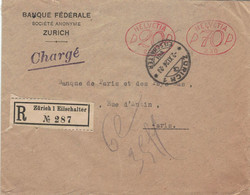 Banque Federale SA Zürich Eilschalter 1926 > Banque De Paris - Halser Stempelmaschine Nr. 230 - Affranchissements Mécaniques