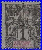 Anjouan 1892. ~ YT 1* - 1 C. Type Sage - Unused Stamps