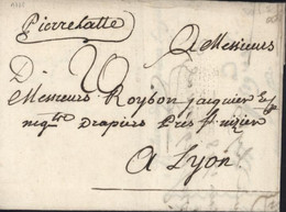 Drôme Manuscrit "Pierrelatte" Taxe D20 Manuscrit Pour Lyon 27 Mars 1778 Facture Lenain 1A - 1701-1800: Vorläufer XVIII