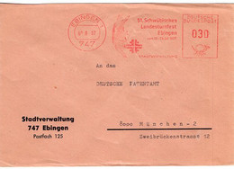 52688 - Bund - 1967 - 30Pfg AbsFreistpl EBINGEN - 51. SCHWAEBISCHES LANDESTURNFEST ... -> Muenchen - Gymnastique