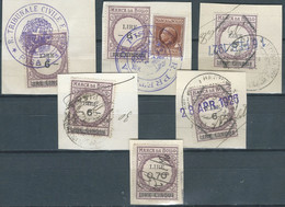 ITALIA-ITALY-ITALIEN,1920 Marca Da Bollo,Revenue Fiscal -Tax,Obliterated On The Document Fragment,Mixed Batch - Fiscali