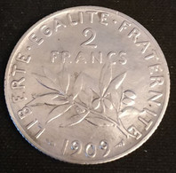 FRANCE - 2 FRANCS 1909 - Semeuse - Argent - Silver - Gad 532 - KM 845 - I. 2 Francs