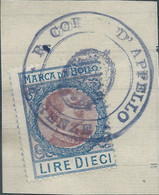 ITALIA-ITALY-ITALIEN,1920,Marca Da Bollo,Revenue Fiscal -Tax,10L,Obliterated On The Document Fragment - Fiscaux