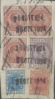 ITALIA-ITALY-ITALIEN,1905/1926,Marca Da Bollo,Revenue Fiscal -Tax,Obliterated 1924 On The Document Fragment - Fiscaux