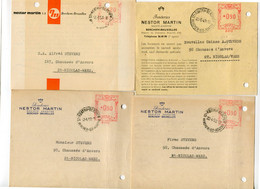 1949/53 4 Kaarten NESTOR MARTIN S.A. Berchem Bruxelles Fonderies  - Ref 127 - STEMPEL Sous Sequestre - ...-1959
