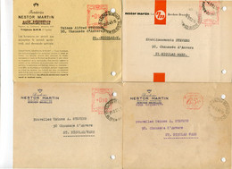 1948/52 4 Kaarten NESTOR MARTIN S.A. Berchem Bruxelles Fonderies  - Ref 124 - STEMPEL Sous Sequestre - ...-1959