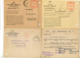 1948/53 4 Kaarten NESTOR MARTIN S.A. Berchem Bruxelles Fonderies  - Ref 121 - STEMPEL Sous Sequestre - ...-1959