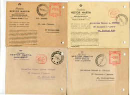 1948/53 4 Kaarten NESTOR MARTIN S.A. Berchem Bruxelles Fonderies  - Ref 129 - STEMPEL Sous Sequestre - ...-1959