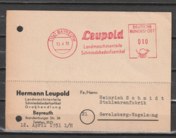 Bayreuth 13.04.51 Hermann Leupold Landmaschinenteile - Poststempel - Freistempel