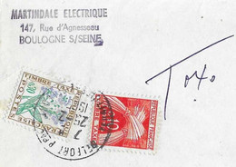 1965 Taxe Affranchissement Mixte 91 Et 99 / Sur Enveloppe Martindale à Boulogne Sur Seine - 1960-.... Oblitérés
