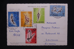 SAINT MARIN - Affranchissement Jeux Olympiques En 1964 Sur Carte Postale Pour La Suisse - L 125619 - Lettres & Documents