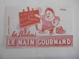 Buvard - Les BONBONS : LE NAIN GOURMAND - Illustration Signée Dourvain - Nain écolier Tableau - Sucreries & Gâteaux