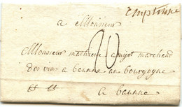 BELGIQUE - EMPTINNE MANUSCRIT SUR LETTRE AVEC CORRESPONDANCE DE CINEY POUR LA FRANCE, 1787 - 1714-1794 (Austrian Netherlands)