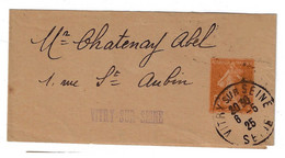 VITRY Su Seine Bande De Journal Semeuse 5c Orange Ob 6 5 1925 Yv 156-BJ1 Storch B1 - Wikkels Voor Tijdschriften