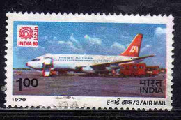 INDIA INDE 1979 AIR POST MAIL AIRMAIL POSTA AEREA 80 EMBLEM BOEING 737 1r USED USATO OBLITERE' - Poste Aérienne