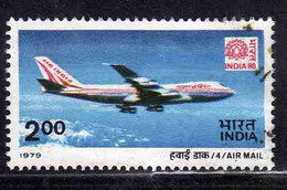 Delcampe - INDIA INDE 1979 AIR POST MAIL AIRMAIL POSTA AEREA 80 EMBLEM BOEING 747 2r USED USATO OBLITERE' - Luftpost