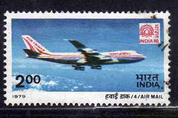 INDIA INDE 1979 AIR POST MAIL AIRMAIL POSTA AEREA 80 EMBLEM BOEING 747 2r USED USATO OBLITERE' - Poste Aérienne