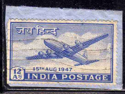 INDIA INDE 1947 ELEVATION TO DOMINION STATUS FOUR-MOTOR PLANE 12a USED USATO OBLITERE' - Gebraucht