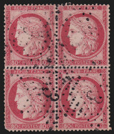 N°57 Bloc De Quatre, Cérès 80c Rose, Oblitéré étoile 3 De Paris - B/TB - 1871-1875 Ceres