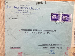 ITALY 1942, DITTA ING ALFREDO BILLET, DOUBLE CENSOR ,MANY TRANSIT MARK ,RECTANGLE, SQUARE & RING LOOK !!! - Used