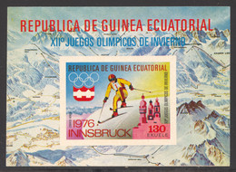 Guinea, Equatorial, 1975, Olympic Winter Games Innsbruck, Downhill Skiing, Imperforated Proof, MNH, Michel Block 159 - Guinea Ecuatorial