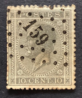 Leopold I In Profiel OBP 17A - 10c Gestempeld  LP159 GINGELOM - 1865-1866 Perfil Izquierdo