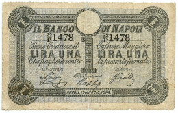 1 LIRA BANCO DI NAPOLI FEDE DI CREDITO 5° TIPO 01/05/1874 BB - Altri & Non Classificati
