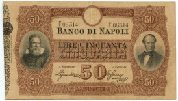 50 LIRE BANCO DI NAPOLI BIGLIETTO AL PORTATORE 06/09/1881 BB/BB+ - Altri & Non Classificati